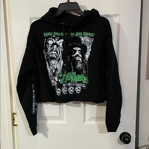Rob Zombie Black Crop Top Hoodie. Size M